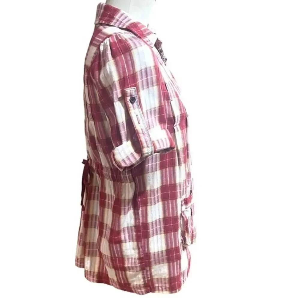 Free People Plaid Matador Tunic Top with Pockets 0